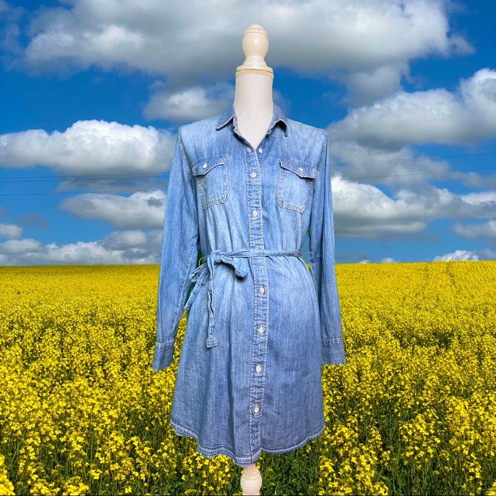 Universal Thread Denim Dress Button Front Western